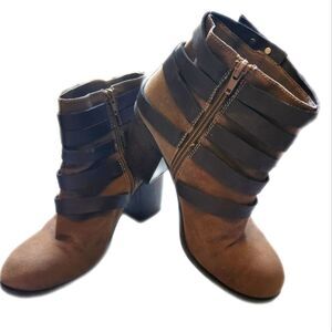 Fergalicious By Fergie 3" Heeled Tallulah  Booties In Cognac Brown, 8.5